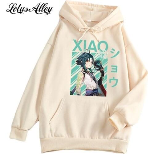 Genshin Impact Xiao Oversized Sweatshirt Women Japanese Harajuku Anime Cartoon Hoodies Fashion Loose Poleron Woman Hooded 2021