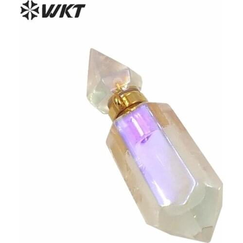 WT-P1591 Amazing lady fashion enegy natural crystal quartz AURA perfume bottle pendant as gift for friends essencil oil pendant