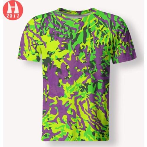 Street graffiti camouflage clothing 3d printing men and women short-sleeved fashion breathable T-shirt outdoor hiking T-shirt