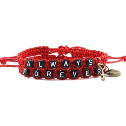Always Forever Letter Strap Woven Bracelet With Key Love Lock Bracelets For Lovers Couples Boyfriend Girlfriend Gift