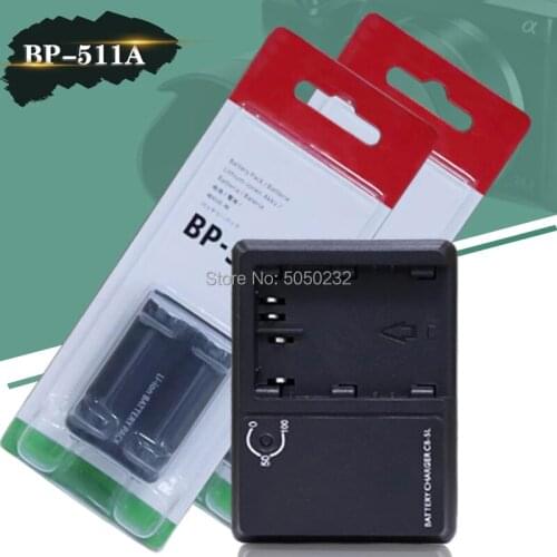 2pcs 1390mAh BP-511A BP 511A BP511A Battery For Canon 10D 1D 20D 300D 30D 40D 50D 5D D60 + CB-5L Digital Camera charger