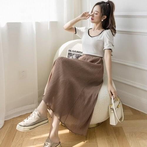 2021 Summer Elastic High Waist Mesh Tutu Pleated Skirts Female Long Skirt Streetwear Long Tulle Midi Skirts Womens