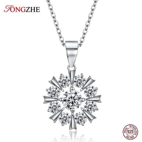 TONGZHE 925 Sterling Silver Sun Flower Pendant Fashion Necklaces for Women 2019 Statement Boho AAA Zircon Choker Necklace