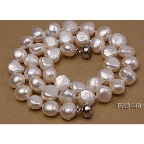Fashion Women 8-9mm White Baroque Freshwater Pearl Necklace 18"