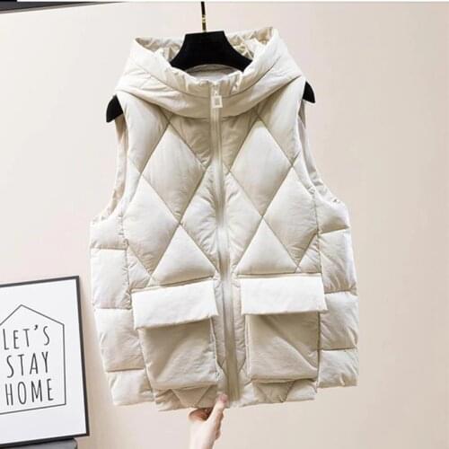 2020 Winter Women Vest Cotton Sleeveless Jacket Vest Waistcoat black Warm Solid Vests Slim Pockets Womens Clothing vest