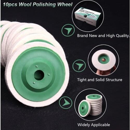 10Pcs 98mm Wool Polishing Wheel Buffing Pads Angle Grinder Wheel Felt Polishing Disc for Metal Marble Glass Ceramics