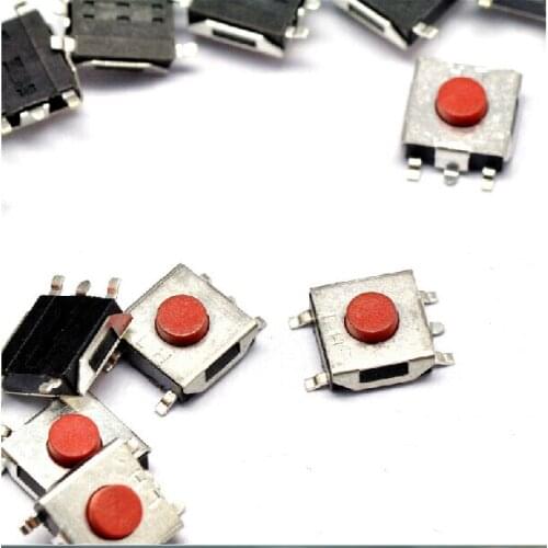 100pcs 6*6*3.1mm The patch 5pin Tactile Push Button Switch Red button Waterproof copper head Micro Switch