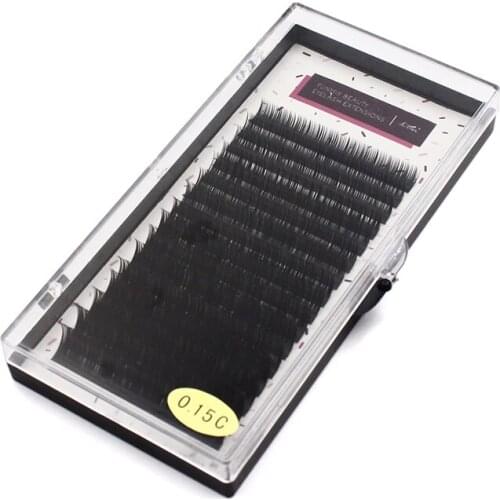 16rows C D Curl Length 7~14mm Mixed in one tray soft individual eyelash extension premium natural synthetic Faux mink lashes