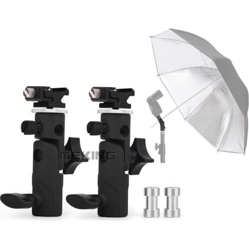 2pcs Flash Hot Shoe Speedlite Umbrella Mount Holder Swivel for Light Stand Flash Bracket E II 1/4"-3/8" screw
