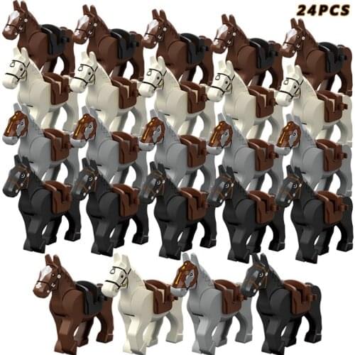 24 pcs/ Medieval Knight Horse Military Horse Set Ride Set Character Brick Gift Childrens Toys