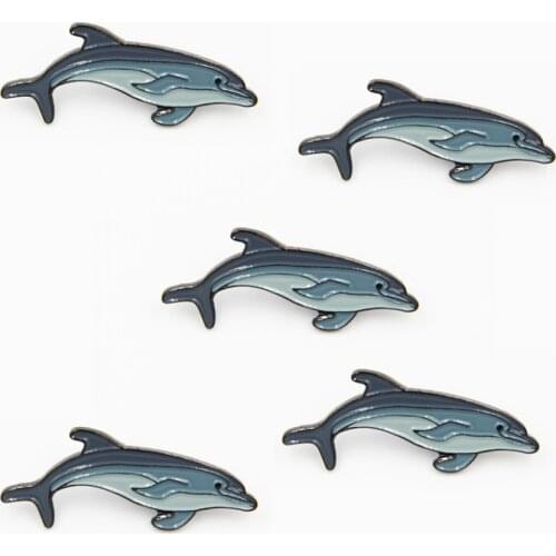 LOTS 5pcs Dolphin Lapel Pin Badge Marine Mammal Brooch METAL SOUVENIR fans Gifts Jewelry 3.3 X 1.5 CM