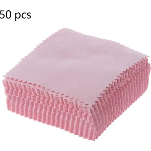 50Pcs Pink Polishing Cleaning Cloth Jewelry Silver Gold Cleaner Jewelry Tools