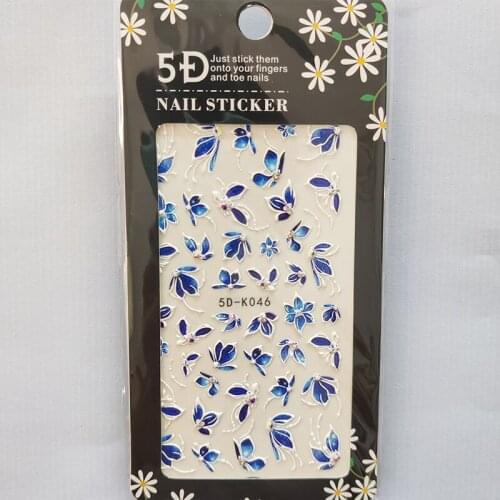 5D Nail Sticker Laser Anaglyph Effect Design Nail Foil White Line Petal Flowers Glue Stickers Decals Sliders Nail Art Decoration