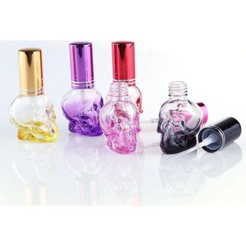 8ml Personality Skull Shape Refillable Portable Empty Glass Perfume Bottle Travel Mini press Spray Parfum Bottles DIY Make Up To
