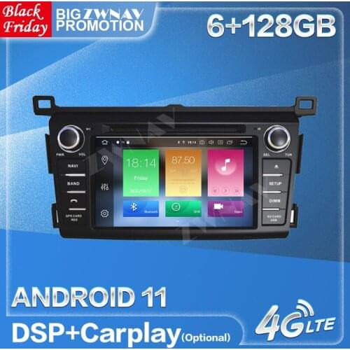 Carplay 6+128G Android 11 Radio Receiver For Toyota RAV4 2013 2014 2015 Car GPS Multimedia Audio Stereo Video Player Head Unit