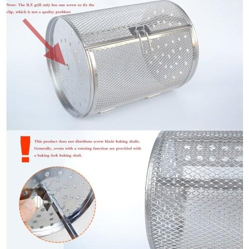 BBQ Stainless Steel Rotisserie Grill Roaster Drum Oven Basket Bakeware Oven Roast Baking Rotary Nuts Beans Peanut Basket Grill