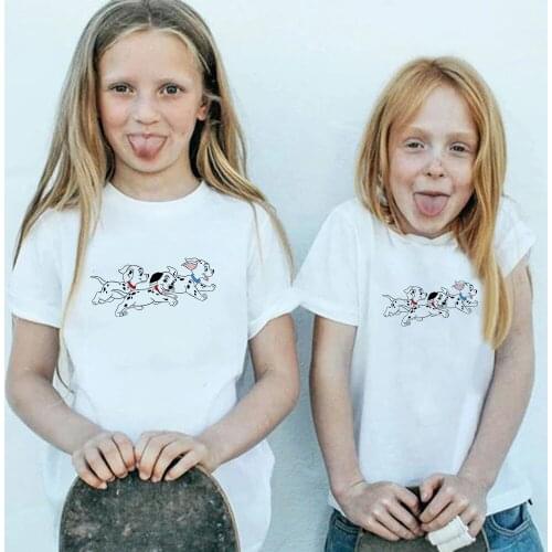 Little Spotted Dogs Basic T Shirt Children Casual Famliy Look Harajuku Summer Top Brothers and Sisters White Adult Unisex Tshirt