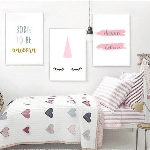 HD Printed Canvas Unicorn Nursery Quote Canvas Art Picture Cuadros Decoracion Poster Scandinavian Decor for Children Room