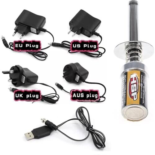 RC Nitro Glow Plug Ignitor Tool 1.2V 3600MA RECHARGEABLE US UK EU AU Charger for RC 1/8 1/10 RC Nitro Engine Model Car
