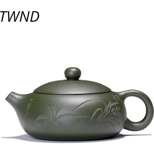 180ML Yixing Teapot All Handmade Flat Xi Shi Kettle Purple Clay Teaware Send Gift Box