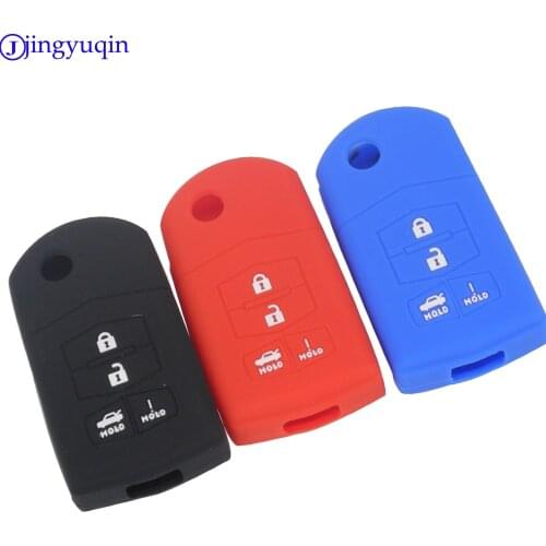 Jingyuqin 10pcs 4 Buttons Car Silicone Remote Key Cover Case Fob For Mazda 2 3 5 6 8 Atenza CX5 CX-7 CX-9 MX-5 RX Keyrings Fold