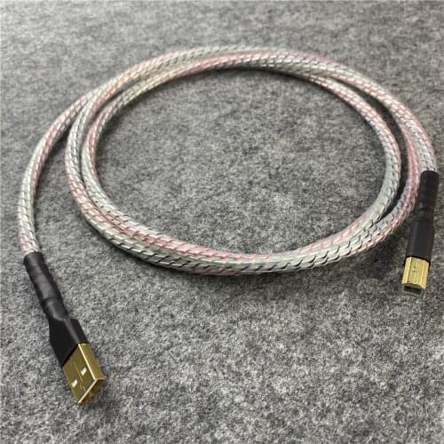 Hifi Valhalla Top-rated Silver Plated + Shield USB Cable Type A To Type B Audio Data Cable for DAC