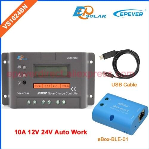 24V VS1024BN 10amp EPSolar/EPEVER Solar controller Battery Charger Regulator 10A USB cable connect PC and bluetooth adapter BOX