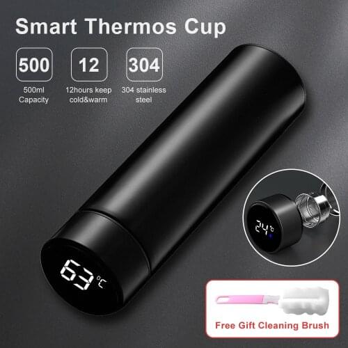 500ml Smart Thermos Flask Male And Female Student Thermal Water Cup Creative Personalized Trend Mass Simple Temperature Tea Cup