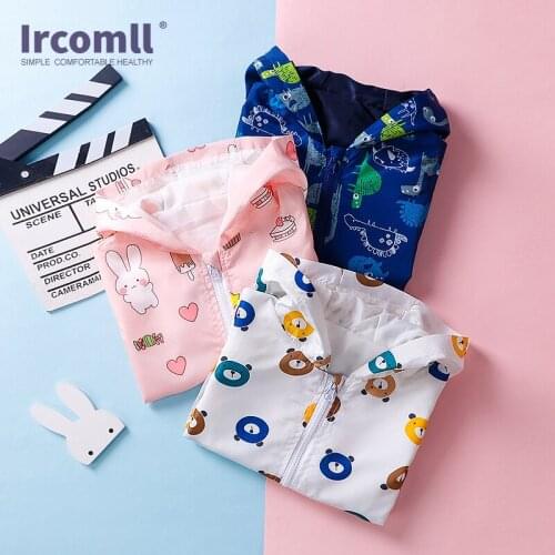 Ircomll 2021 New Spring Summer Kids Clothes for Boys Girls Cartoon Print Sport Windproof Jacket Outwear Zip Outwear