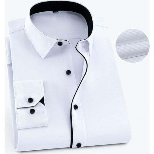 Plus Size 9XL 8XL 7XL Mens Business Casual Long Sleeved Shirt Classic Striped Male Social Dress Party Tuxedo Shirts Purple Blue