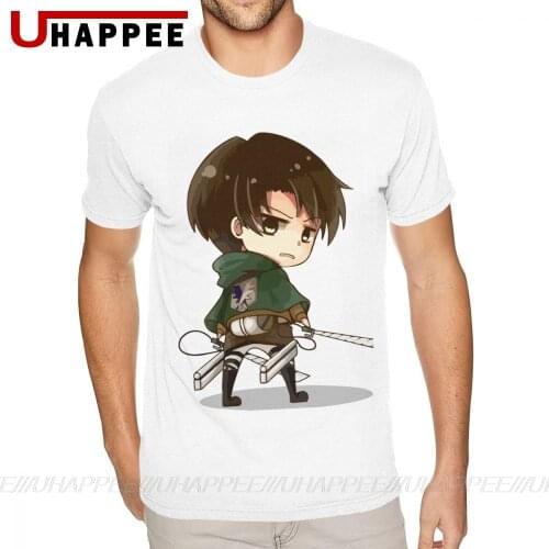 Classic Attack On Titan Levi Tees Shirts for Men Awesome Short Sleeve Cotton Urban T shirt 1980s Merch