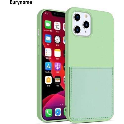 Liquid Silicone Case for iPhone 12 Pro Max 13 Mini 11 Pro XS Max 7 8 Plus XR X Card Slot Shockproof Full Protector Soft Cover
