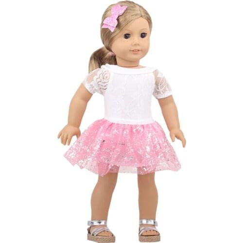 2021 New Pattern Clothes Pink Lace Double Skirt Suit Fit 18 Inch American&43cm Baby New Born Doll Clothes Accessories