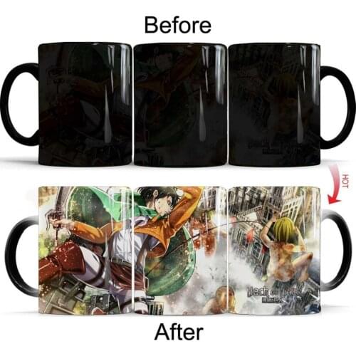 Attack on Titan Levi/Rivaille Color Changing Mug 350ml Ceramic Creative Changed Color Magic Coffee Mug Friends Birthday Gift Cup
