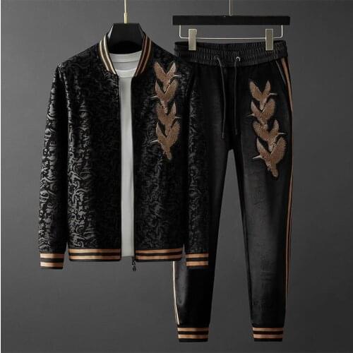 2021 new four seasons mens round neck trendy embroidery fashion sweater