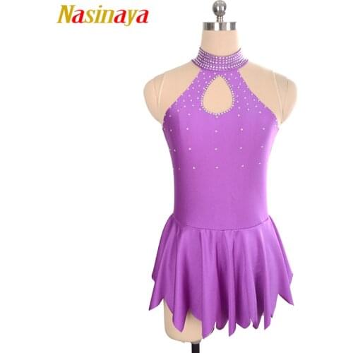 Nasinaya Figure Skating Dress Customized Competition Ice Skating Skirt for Girl Women Kids Gymnastics Performance Purple