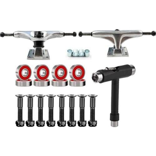 Skateboard Trucks, Skateboard Bearings & Wheel Hardware Set with Polished Skateboard Screws 1inch and Practical Wrench