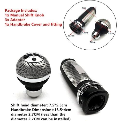 Manual car engine lever transmission shift knob and grid hand brake handle