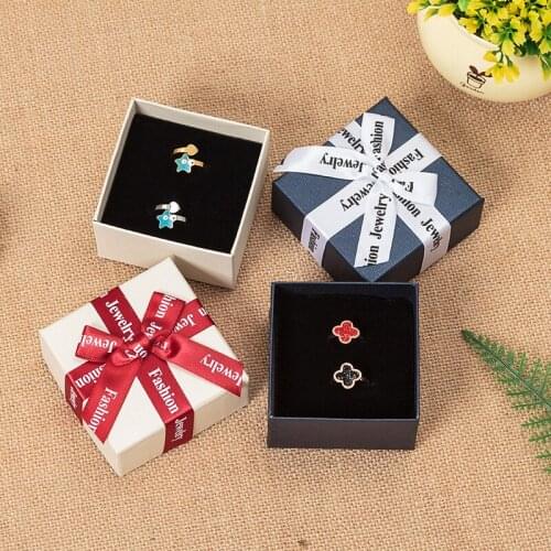 Bow Ribbon Jewelry Box Gifts Case Pendant Bracelets Rings Earring Packaging Boxes Cardboard Sponge Package Accessories Wholesale