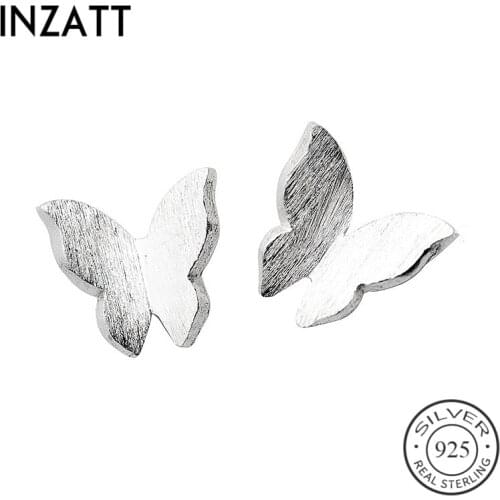 INZATT Real 925 Sterling Silver Minimalist Butterfly Stud Earring For Fashion Women party Cute Animal Fine Jewelry Accessories