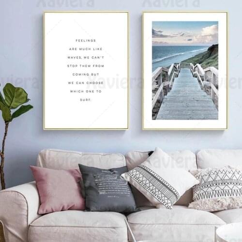Nordic Seascape Beach Picture Wall Art Canvas Painting Deocr Posters and Prints for Living Room Bedroom Home Decoration Unframed