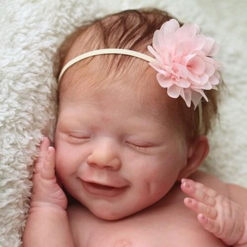 DIY Bebe reborn Full body silicone kit sleeping April smiley face very soft touch fresh color unpainted unfinished doll parts