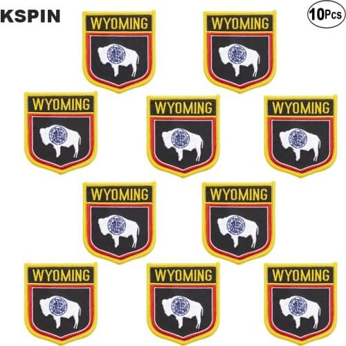 U.S.A Wyoming Flag Embroidery Patches Iron on Saw on Transfer patches Sewing Applications for Clothes in Home&Garden