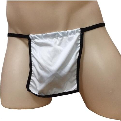 Men Sexy Lingerie Loincloth Low Rise Open Buttocks G-string Thong Japanese Style with Inner Cock Ring Bikini Underwear