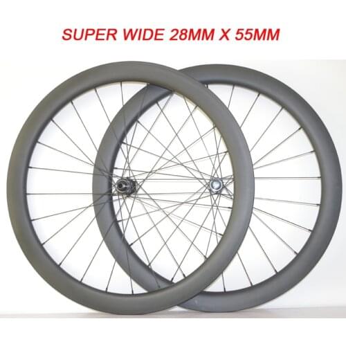 SUPER WIDE 28MM X 55MM 700C CENTER LOCK 1265G CARBON ROAD DISC CX TUBULAR CLINCHER TUBELESS BICYCLE WHEELS XDR 12 speed