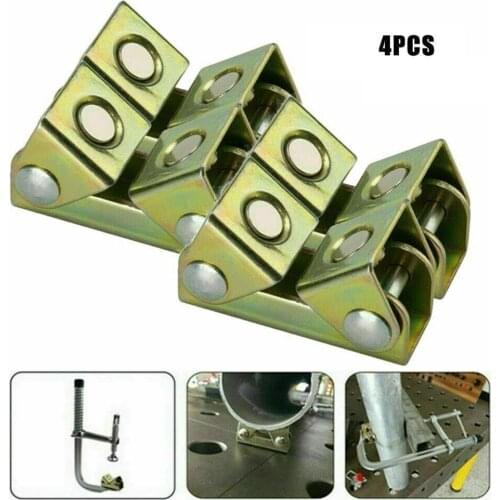 Welding Clamps 4Pcs V-shape Base Adjusts Magnetic Holder Suspender Fixture Adjustable Pad Tool For Doors Tool Boxes