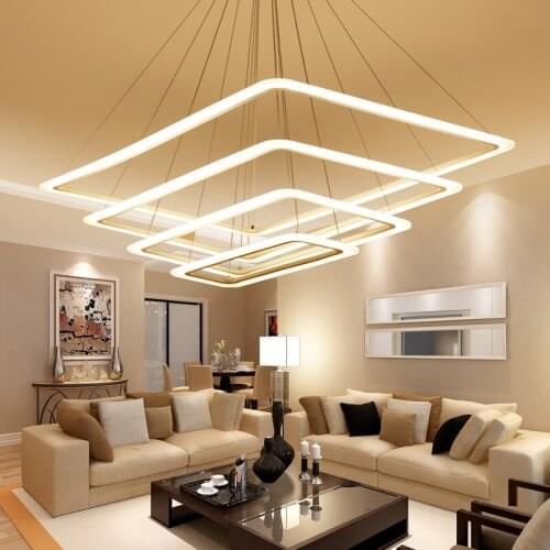 Living room LED chandelier modern simple rectangular atmosphere personality bedroom Nordic bedroom dining room LED Chandelier