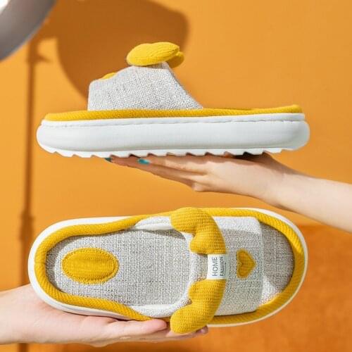 Women Home Slippers Indoor Floor Soft Couple Linen Slipper Spring Autumn Flat Unisex Bedroom Shoes Ladies House Casual Slides