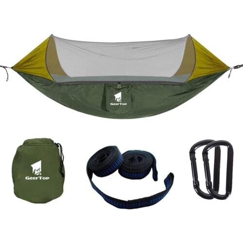 GeerTop 1-2 Person Outdoor Hammock Anti Mosquito Tent Camping Swing Hanging Sleeping Bed High Strength Parachute Fabric Portable