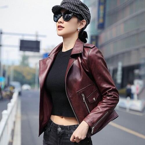 Vintage Jacket Women 2020 Spring Autumn Genuine Leather Sheepskin Korean Short Slim Jackets Chaqueta Mujer OT1251 YY624